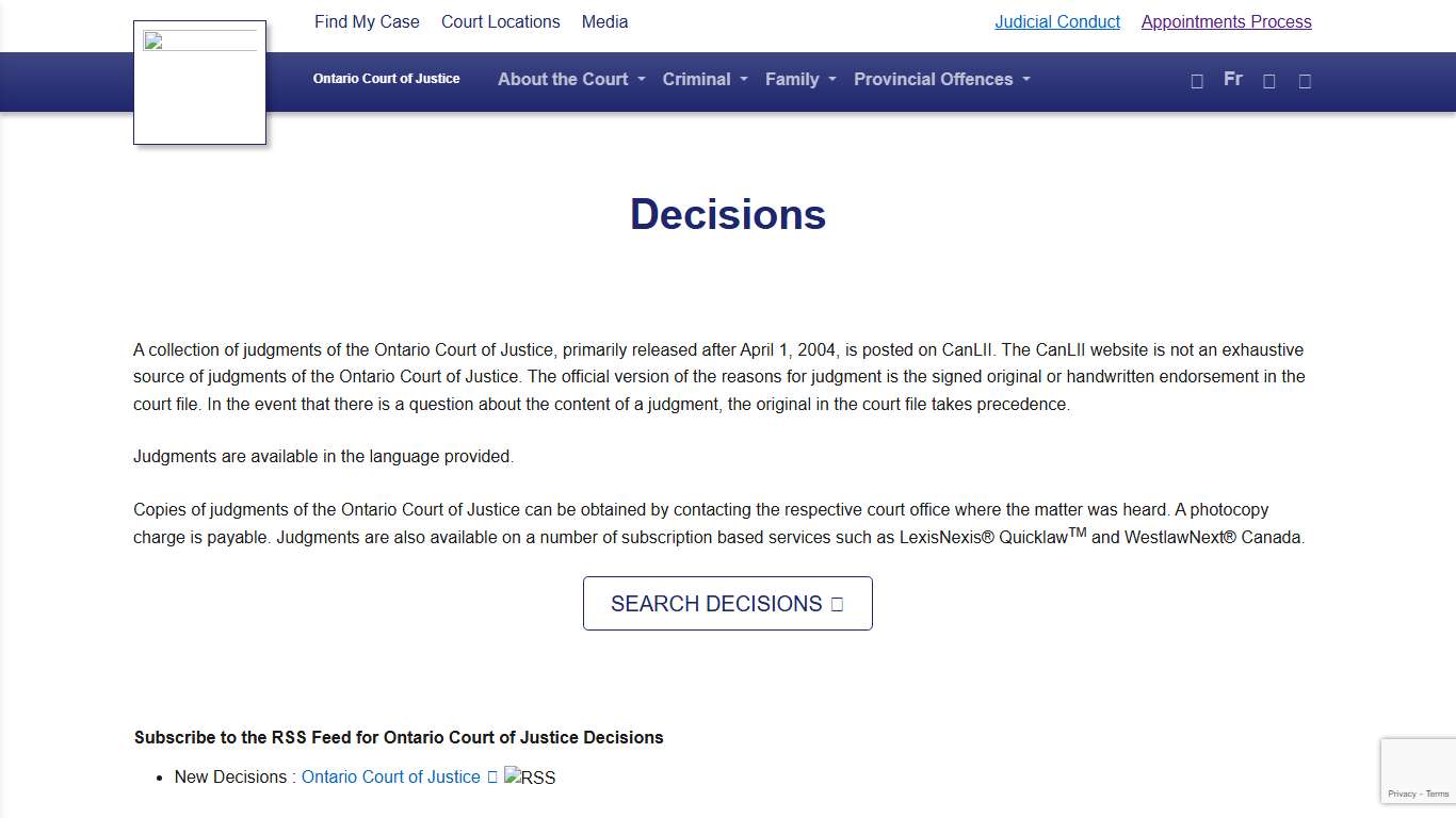 Decisions - Ontario Court of Justice